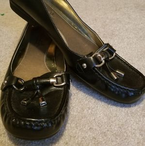 Black flat loafers